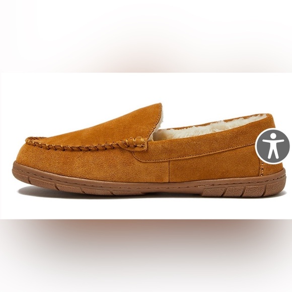 Lands' End Men's Fuzzy Lined Suede
Moccasin Slippers English Tan Swede 9 - Picture 3 of 9